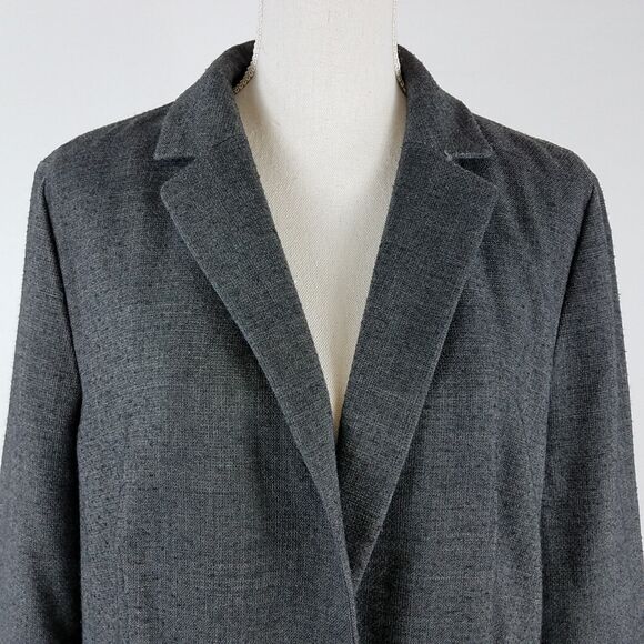 J. Jill Oversize Blazer Jacket One Button Notched Collar Gray Tweed Size Large - Picture 4 of 9